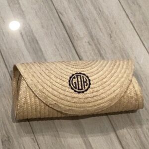 Beige Woven Clutch